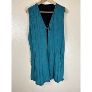 Parsley & Sage L Sweater Vest Toggle Mixed Media Lagenlook Artsy Hippie Western